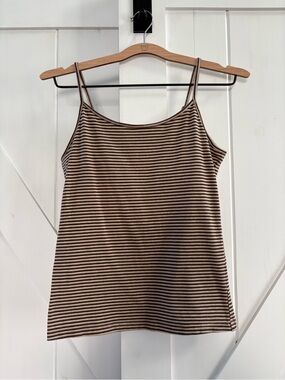 GAP Y2K Striped Brown/Tan Shelf Bra Cami Tank Top